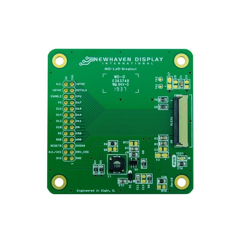1 pcs : NHD-1.69-BREAKOUT - BREAKOUT 1.69' COLOR OLED GLASS