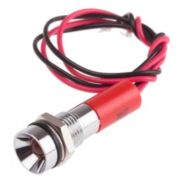 1 pcs - RS PRO Red Panel Mount Indicator, 220V ac, 8mm Mounting Hole Size, Lead Wires Termination, IP67