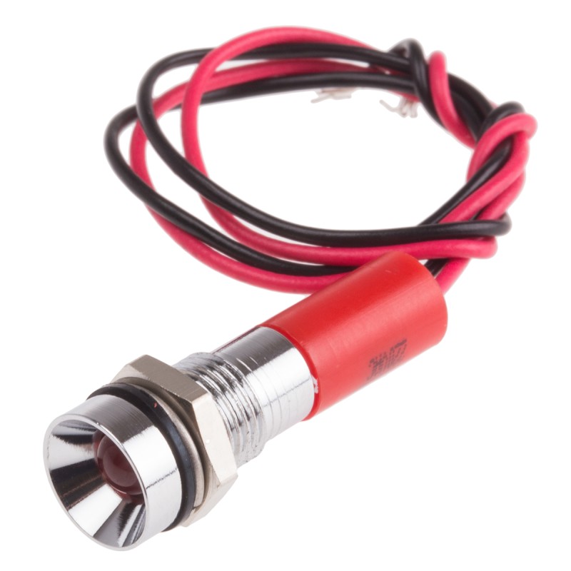 1 pcs - RS PRO Red Panel Mount Indicator, 220V ac, 8mm Mounting Hole Size, Lead Wires Termination, IP67