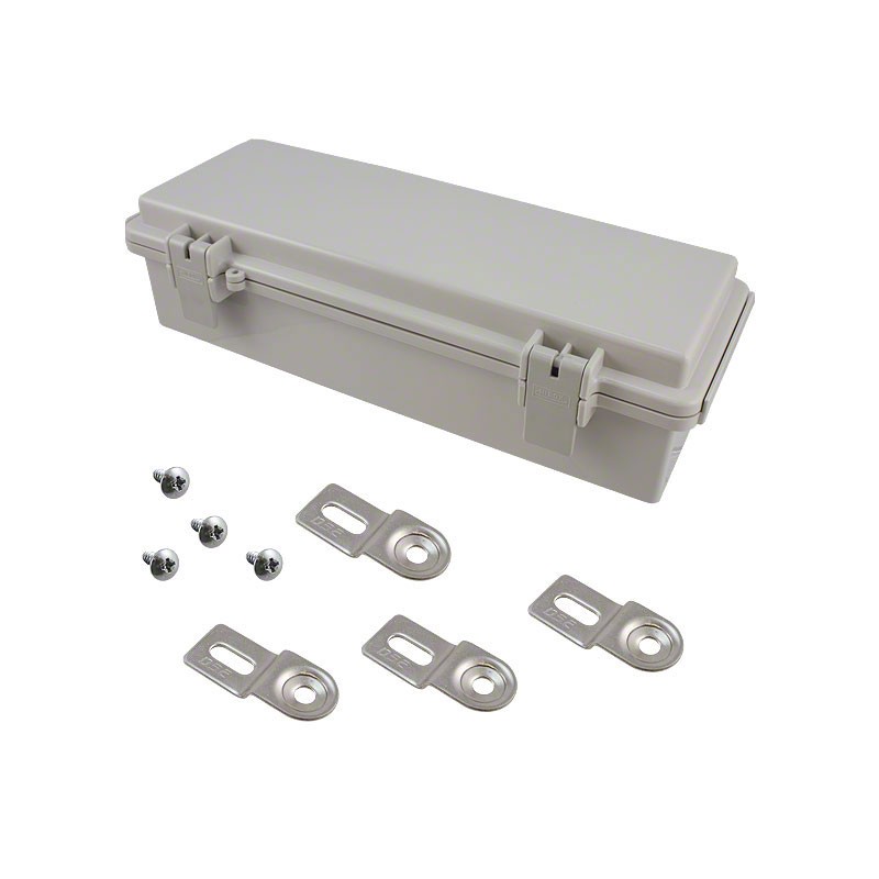 1 pcs : NBF-32008 - Box Plastic, ABS Gray Hinged Door, Lid 10.630' L x 3.930' W (270.00mm x 99.82mm) X 2.750' (69.85mm)