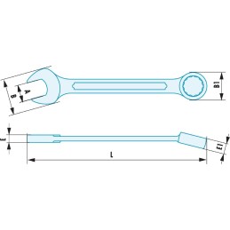 1 pcs - Facom Spanner, 36mm, Metric, Double Ended, 360 mm Overall