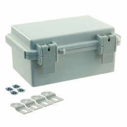 1 pcs : NBF-32004 - Box Plastic, ABS Gray Hinged Door, Lid 5.900' L x 3.930' W (149.86mm x 99.82mm) X 2.750' (69.85mm)