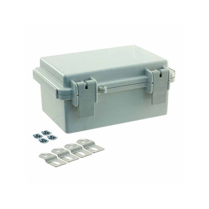 1 pcs : NBF-32004 - Box Plastic, ABS Gray Hinged Door, Lid 5.900' L x 3.930' W (149.86mm x 99.82mm) X 2.750' (69.85mm)