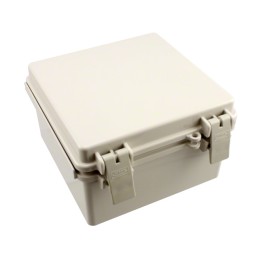 1 pcs : NBF-32010 - Box Plastic, ABS Gray Hinged Door, Lid 5.900' L x 5.900' W (149.86mm x 149.86mm) X 3.540' (89.92mm)
