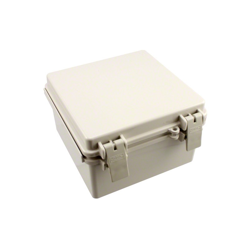 1 pcs : NBF-32010 - Box Plastic, ABS Gray Hinged Door, Lid 5.900' L x 5.900' W (149.86mm x 149.86mm) X 3.540' (89.92mm)