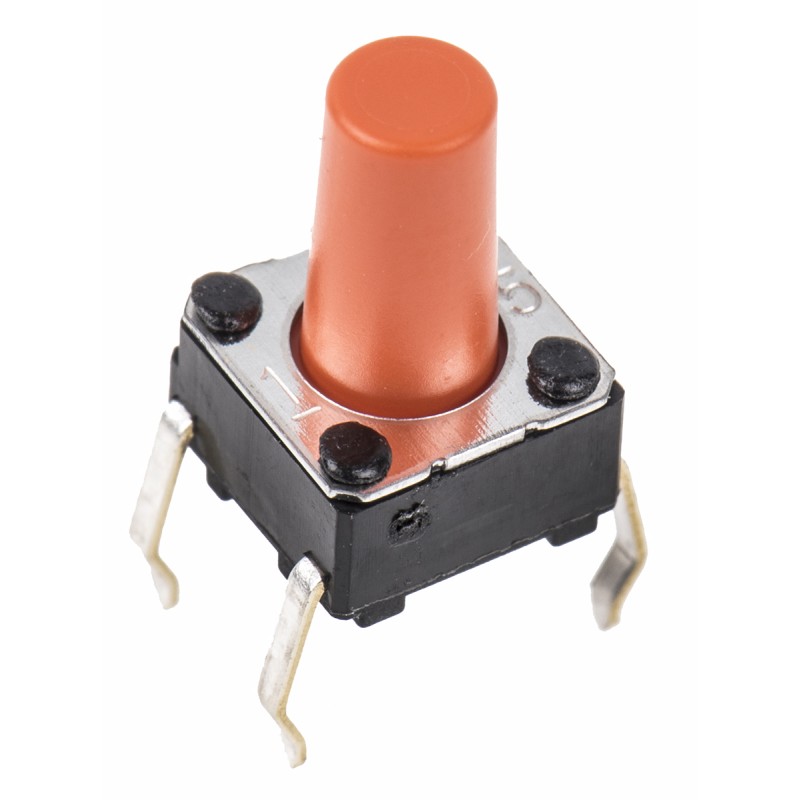 5 pcs - Plunger Tactile Switch, SPST 50 mA @ 24 V dc 6.1mm Through Hole