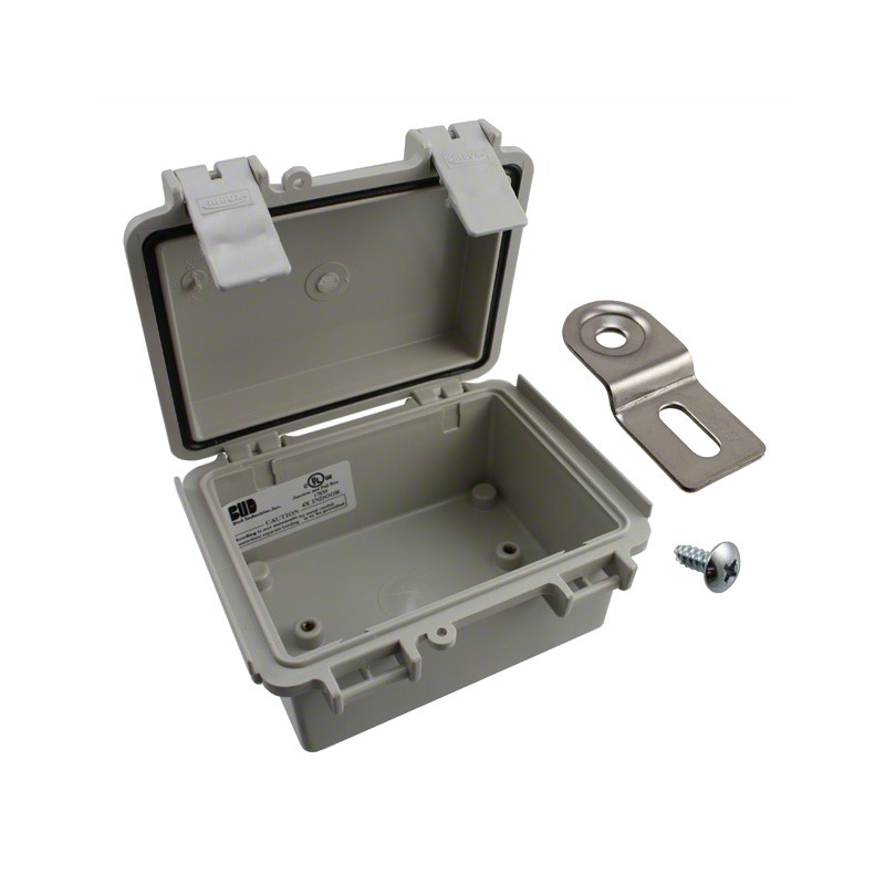 1 pcs : NBF-32012 - Box Plastic, ABS Gray Hinged Door, Lid 7.870' L x 5.900' W (199.90mm x 149.86mm) X 3.930' (99.82mm)