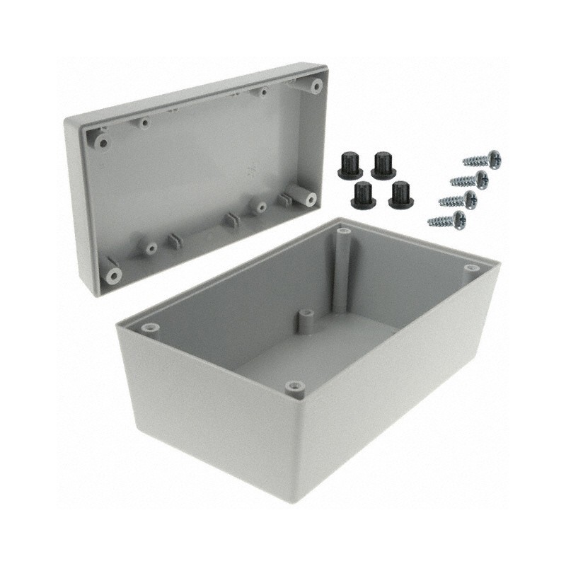 1 pcs : PT-11388-G - Box Plastic, ABS Gray Split Sides 5.625' L x 3.250' W (142.88mm x 82.55mm) X 2.480' (62.99mm)