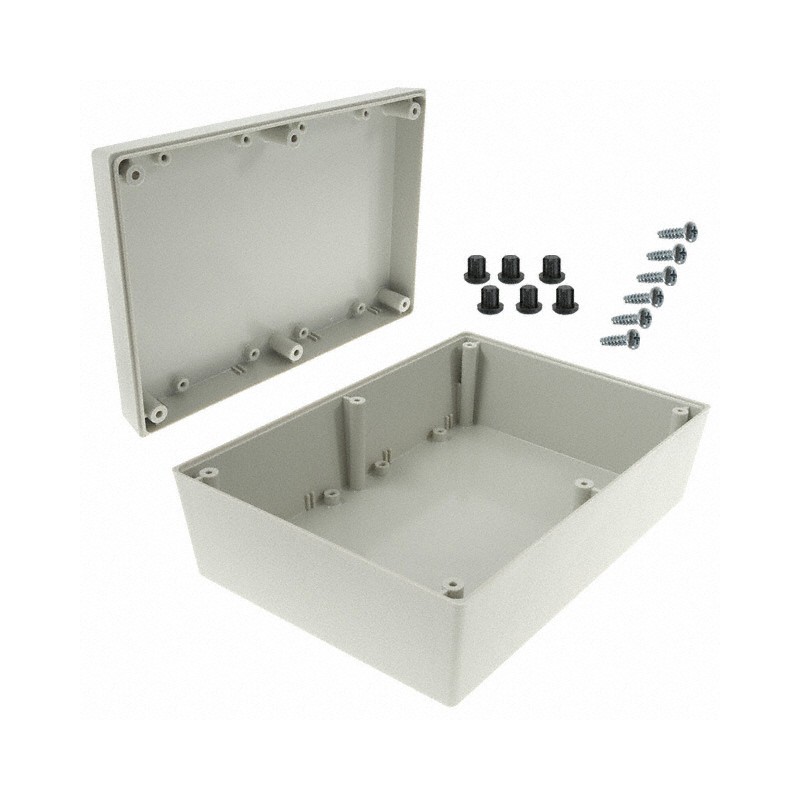 1 pcs : PT-11557-G - Box Plastic, ABS Gray Split Sides 6.875' L x 4.875' W (174.63mm x 123.83mm) X 2.520' (64.00mm)