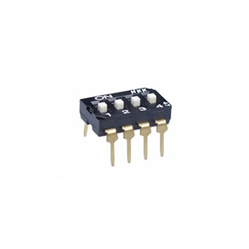 5 pcs - NKK Switches 4 Way PCB, Through Hole Piano Dip Switch SPST