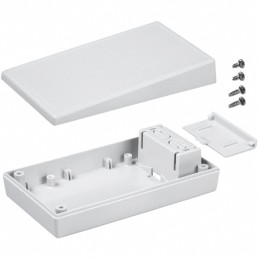 1 pcs : 25S,GY - Box Plastic, ABS Gray Split Sides and Slanted Top 5.630' L x 3.250' W (143.00mm x 82.55mm) X 1.510' (38.35mm)