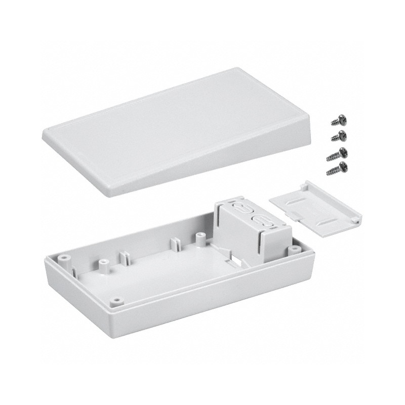 1 pcs : 25S,GY - Box Plastic, ABS Gray Split Sides and Slanted Top 5.630' L x 3.250' W (143.00mm x 82.55mm) X 1.510' (38.35mm)