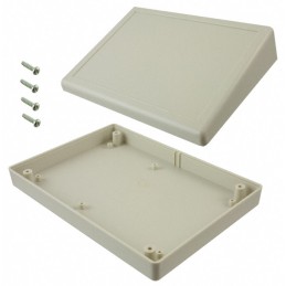 1 pcs : PT-11820 - Box Plastic, ABS Gray Split Sides and Slanted Top 7.402' L x 5.236' W (188.01mm x 132.99mm) X 2.220' (56.39mm