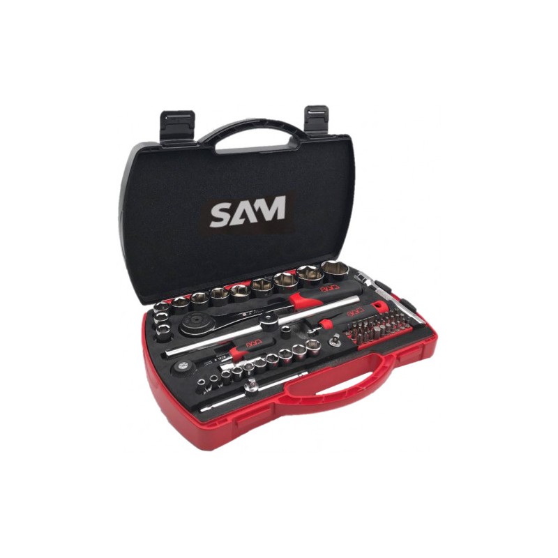 1 pcs - SAM 75 Series 60-Piece Spanner Set, 1/2, 1/4, Chrome Vanadium
