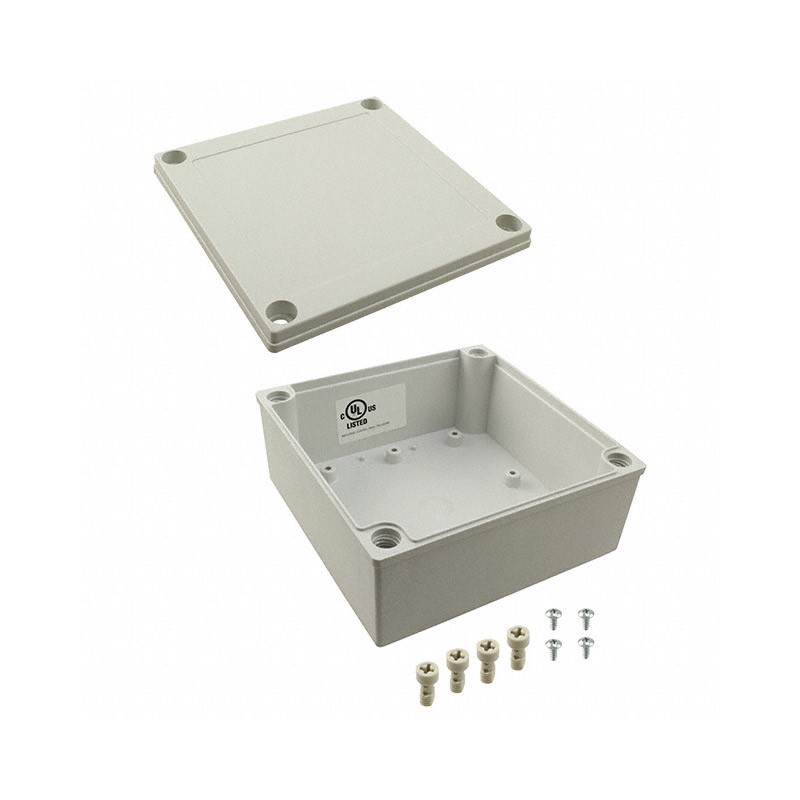 1 pcs : PIP-11767 - Box Plastic, Fiberglass/Polyester, Polycarbonate Gray Cover Included 5.118' L x 5.118' W (130.00mm x 130.00m