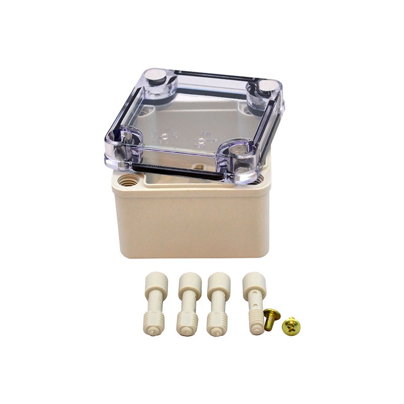 1 pcs : PTS-25302-C - Box Plastic, Fiberglass/Polyester, Polycarbonate Gray, Clear Cover/Door Cover Included 3.150' L x 3.150' W