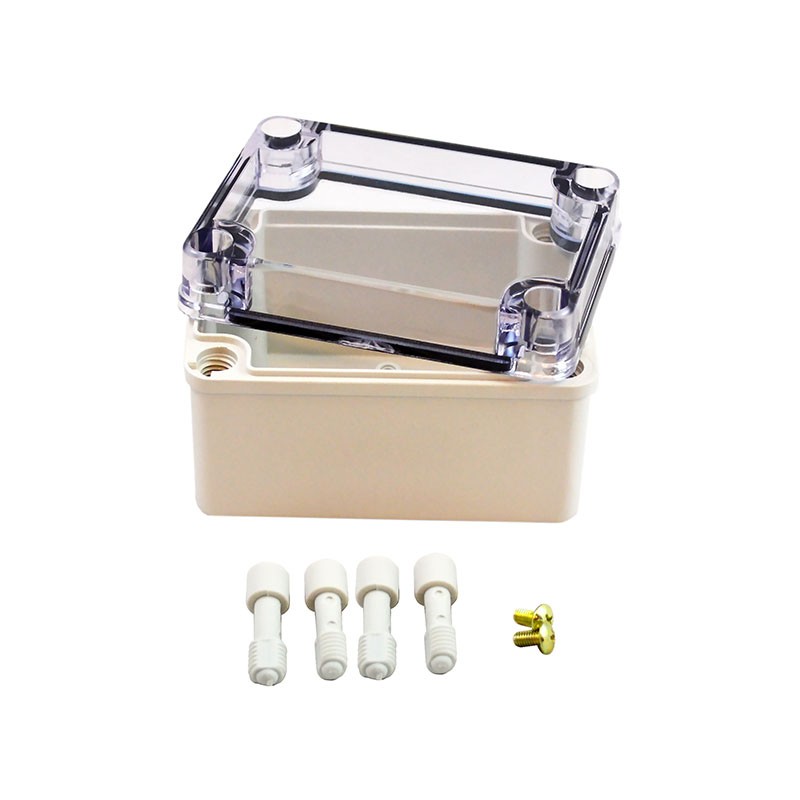 1 pcs : PTS-25308-C - Box Plastic, Fiberglass/Polyester, Polycarbonate Gray, Clear Cover/Door Cover Included 4.331' L x 3.150' W