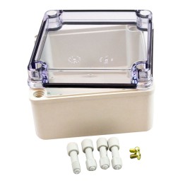 1 pcs : PTS-25310-C - Box Plastic, Fiberglass/Polyester, Polycarbonate Gray, Clear Cover/Door Cover Included 4.921' L x 4.921' W