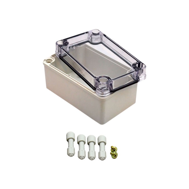 1 pcs : PTS-25312-C - Box Plastic, Fiberglass/Polyester, Polycarbonate Gray, Clear Cover/Door Cover Included 5.118' L x 3.150' W