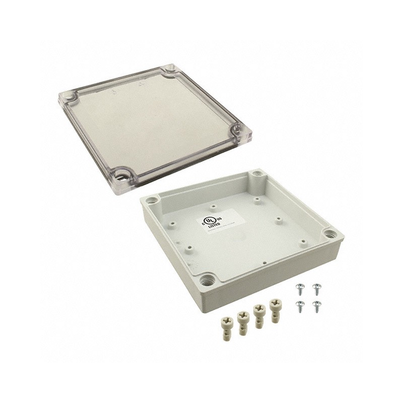 1 pcs : PIP-11766-C - Box Plastic, Fiberglass/Polyester, Polycarbonate Gray, Clear Cover/Door Cover Included 5.118' L x 5.118' W