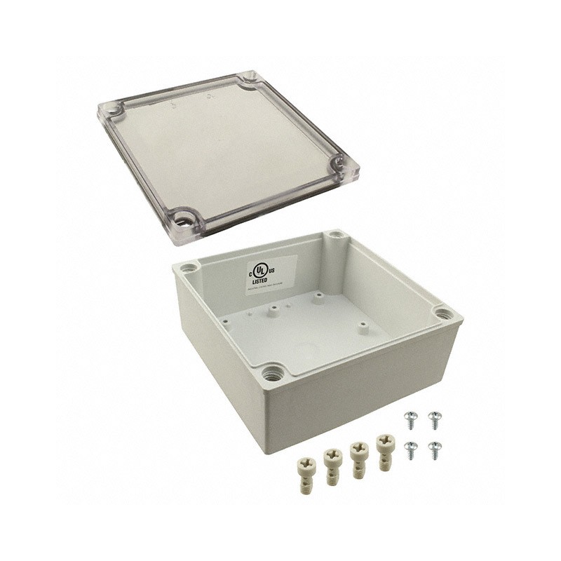 1 pcs : PIP-11767-C - Box Plastic, Fiberglass/Polyester, Polycarbonate Gray, Clear Cover/Door Cover Included 5.118' L x 5.118' W