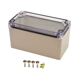 1 pcs : PTS-25317-C - Box Plastic, Fiberglass/Polyester, Polycarbonate Gray, Clear Cover/Door Cover Included 6.378' L x 3.228' W