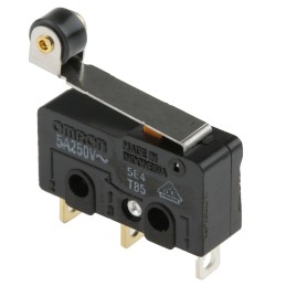 5 pcs - Omron Roller Lever Micro Switch, Solder Terminal, 5 A @ 125 V ac, SPDT, IP40