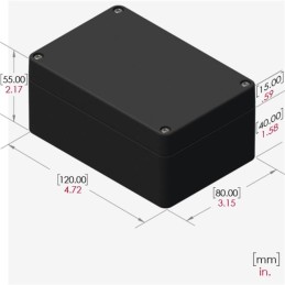 1 pcs : RB53P06B16B - Box Plastic, Polycarbonate Black Cover Included 4.724' L x 3.152' W (120.00mm x 80.06mm) X 2.165' (55.00mm
