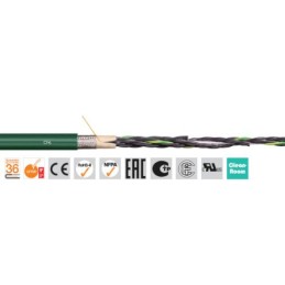 50 pcs - Igus chainflex CF6 Control Cable, 5 Cores, 0.75 mm², Screened, 50m, Green PVC Sheath, 18 AWG