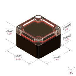 1 pcs : RB22P04C10B - Box Plastic, Polycarbonate Black, Clear Cover/Door Cover Included 2.050' L x 1.970' W (52.07mm x 50.04mm) 