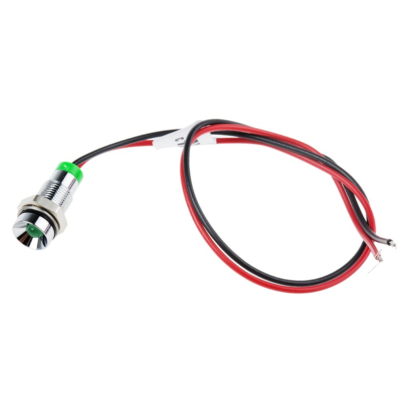 1 pcs - RS PRO Green Panel Mount Indicator, 2V dc, 6mm Mounting Hole Size, Lead Wires Termination, IP67