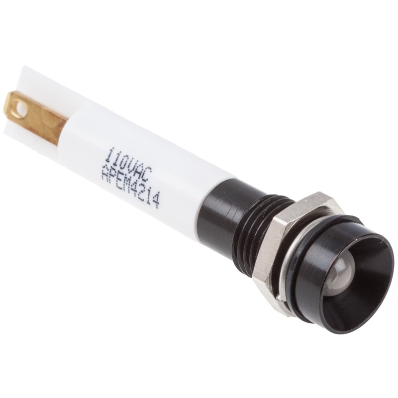 1 pcs - RS PRO White Panel Mount Indicator, 110V ac, 8mm Mounting Hole Size, IP67