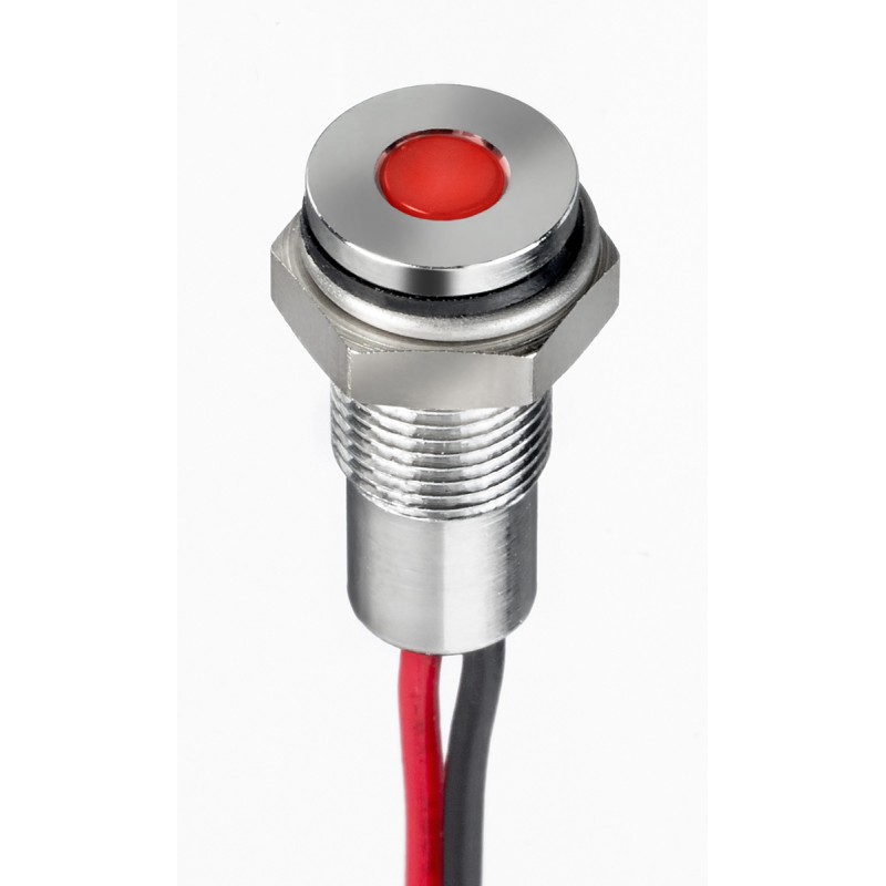 1 pcs - RS PRO Orange Panel Mount Indicator, 1.8 - 3.3V dc, 6mm Mounting Hole Size, Lead Wires Termination, IP67