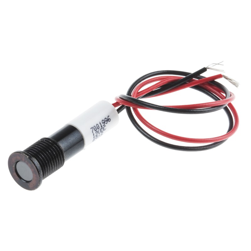 1 pcs - RS PRO White Panel Mount Indicator, 12V dc, 8mm Mounting Hole Size, Lead Wires Termination, IP67