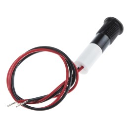 1 pcs - RS PRO White Panel Mount Indicator, 12V dc, 8mm Mounting Hole Size, Lead Wires Termination, IP67