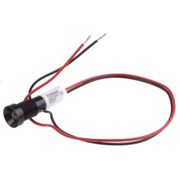 1 pcs - RS PRO White Panel Mount Indicator, 220V ac, 8mm Mounting Hole Size, Lead Wires Termination, IP67
