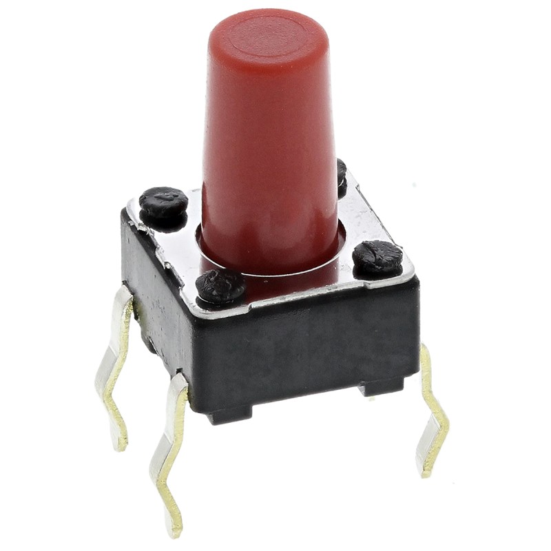 5 pcs - Red Keyboard Switch, SPST 50 mA @ 12 V dc 6mm Snap-In