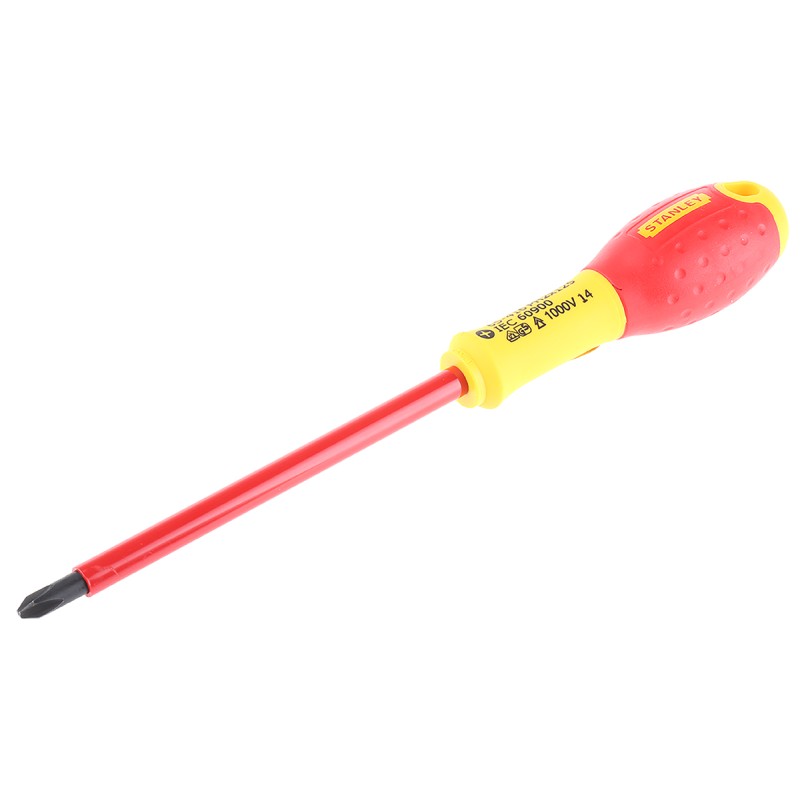 1 pcs - Stanley Phillips Insulated Screwdriver, PH2 Tip, 125 mm Blade, VDE/1000V