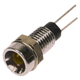 1 pcs - Bulgin Yellow Panel Mount Indicator, 2V, 6.1mm Mounting Hole Size, Lead Wires Termination