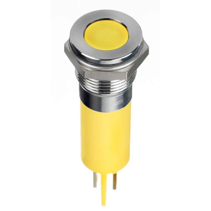 1 pcs - RS PRO Yellow Panel Mount Indicator, 220V ac, 12mm Mounting Hole Size, Faston, Solder Lug Termination, IP67