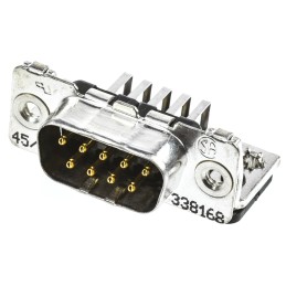 55 pcs - TE Connectivity Amplimite HD-20 9 Way Right Angle Through Hole D-sub Connector Plug, 2.74mm Pitch, with 4-40 UNC