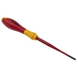 1 pcs - Wiha Slotted Insulated Screwdriver, 3.5 mm Tip, 100 mm Blade, VDE/1000V, 204 mm Overall
