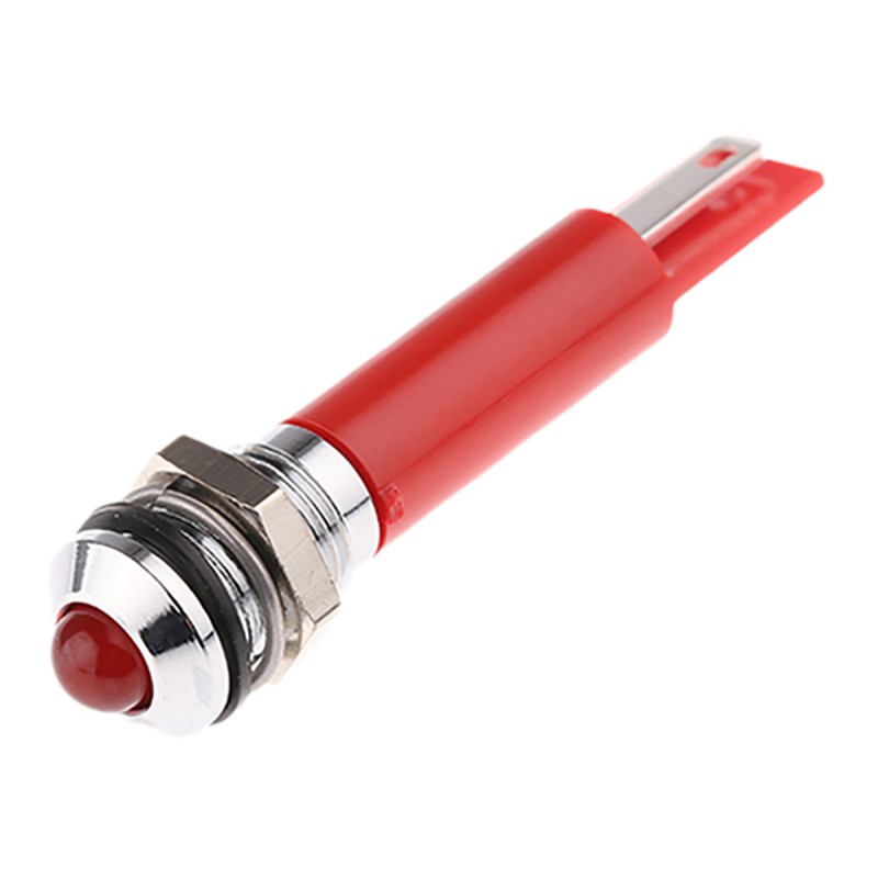 1 pcs - RS PRO Red Panel Mount Indicator, 8mm Mounting Hole Size, Solder Tab Termination, IP67