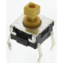 5 pcs - Yellow Plunger Tactile Switch, SPST 50 mA @ 24 V dc 3.9mm Through Hole