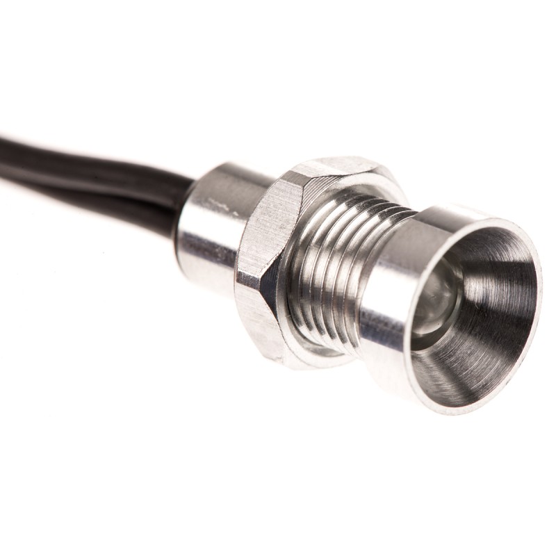 1 pcs - Oxley White Panel Mount Indicator, 8mm Mounting Hole Size, Lead Wires Termination, IP67