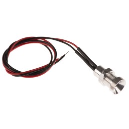 1 pcs - Oxley White Panel Mount Indicator, 8mm Mounting Hole Size, Lead Wires Termination, IP67