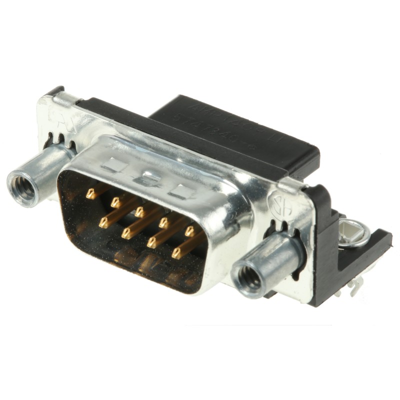650 pcs - TE Connectivity Amplimite HD-20 9 Way Right Angle Through Hole D-sub Connector Plug, 2.74mm Pitch, with 4-40 UNC Femal