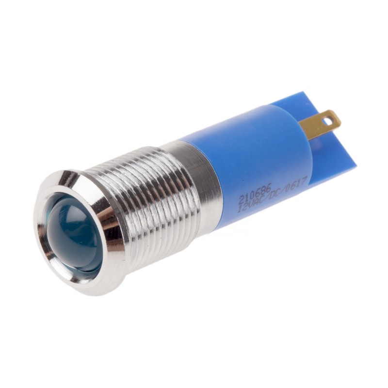 1 pcs - RS PRO Blue Panel Mount Indicator, 12V, 14mm Mounting Hole Size, IP67