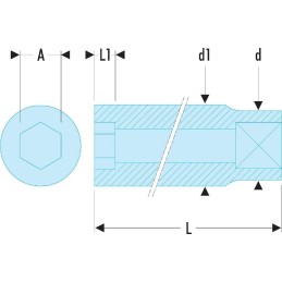 1 pcs - Facom 1/4 in Drive 13mm Standard Socket, 6 point, 22 mm Overall Length