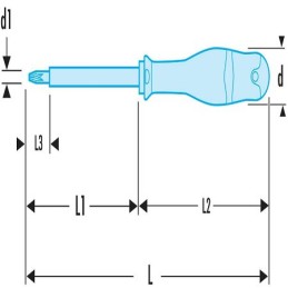 1 pcs - Facom Phillips Insulated Screwdriver, PH3 Tip, 150 mm Blade, VDE/1000V, 275 mm Overall